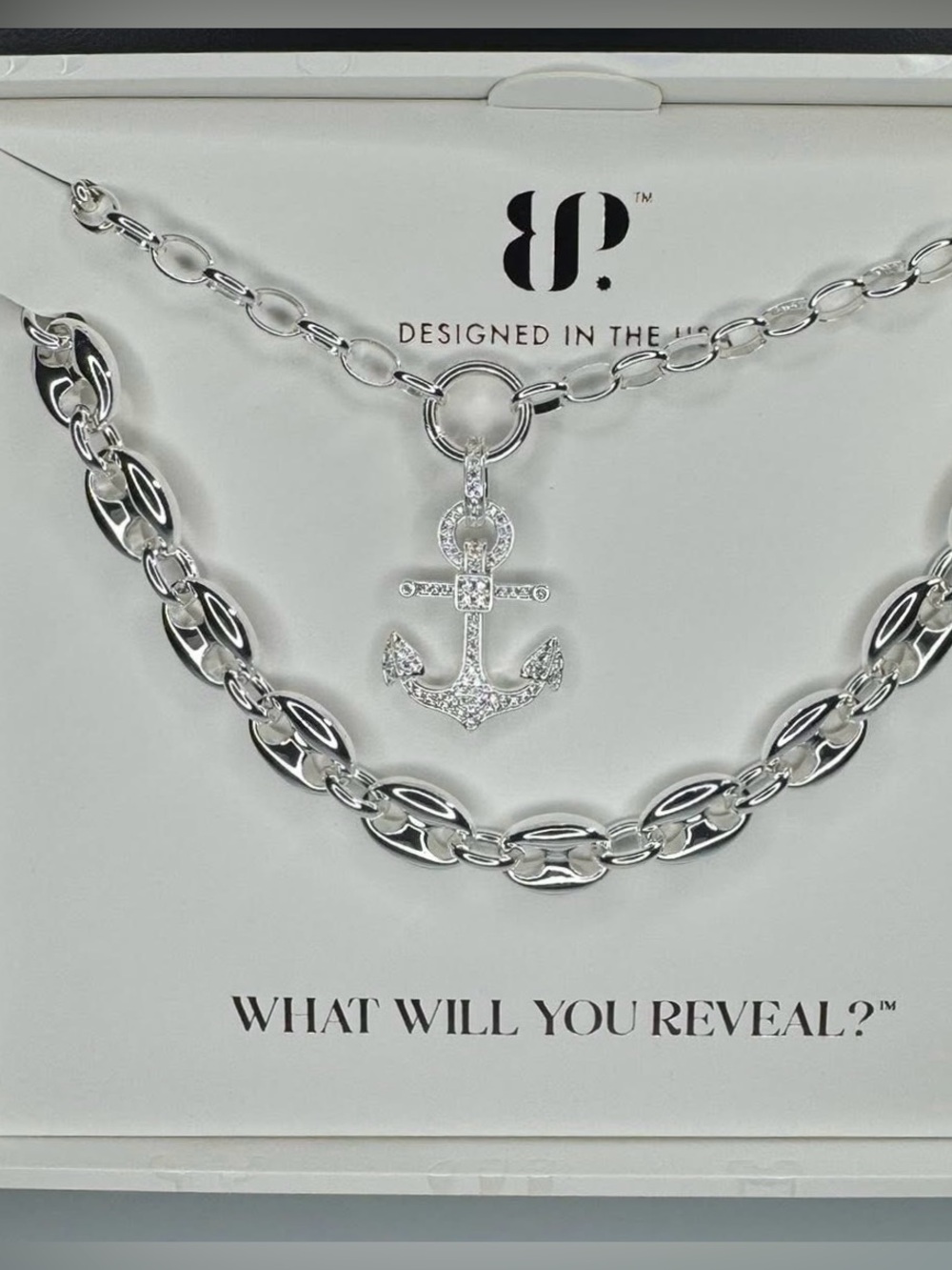 Bomb party Silver Anchor Charm Layered Necklace luxe layers 2026